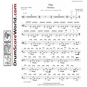 Metallica – One - Drum Sheet + Play-Along Track
